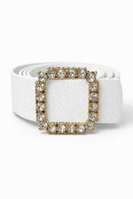 Ceinture Blanche À Boucle Carrée Et Pırlanta