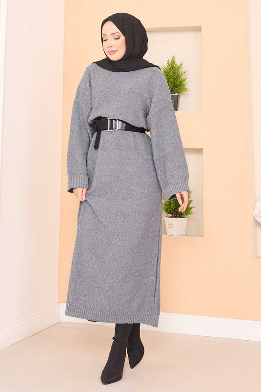 Robe hijab oversize à texture patchwork, grise