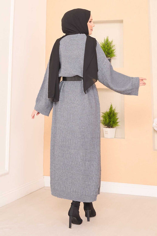 Robe hijab oversize à texture patchwork, grise