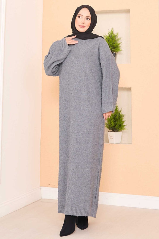 Robe hijab oversize à texture patchwork, grise
