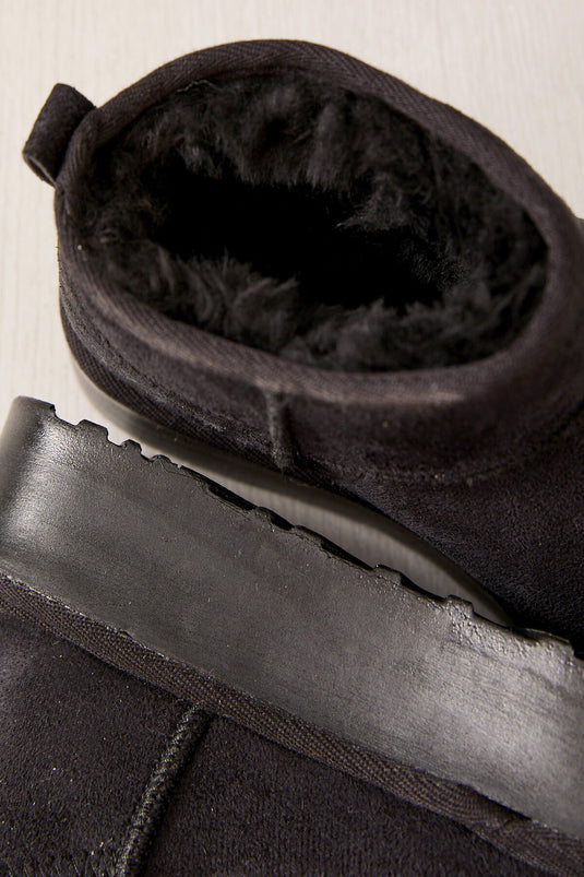 Platform Taban İçi Kürklü Bot Siyah