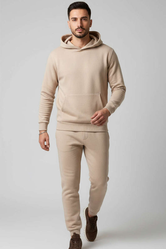 Polar Kapüşonlu Erkek Eşofman Takımı Bej