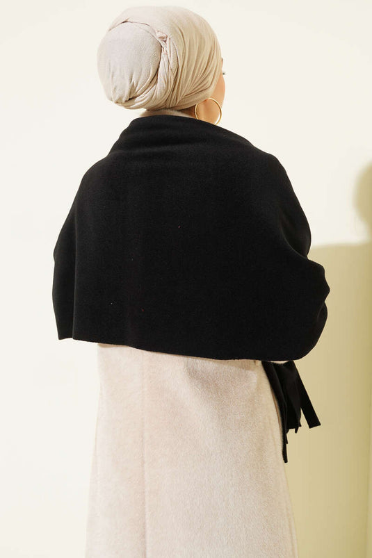 Pañuelo De Hombro Con Borlas En Polar Negro