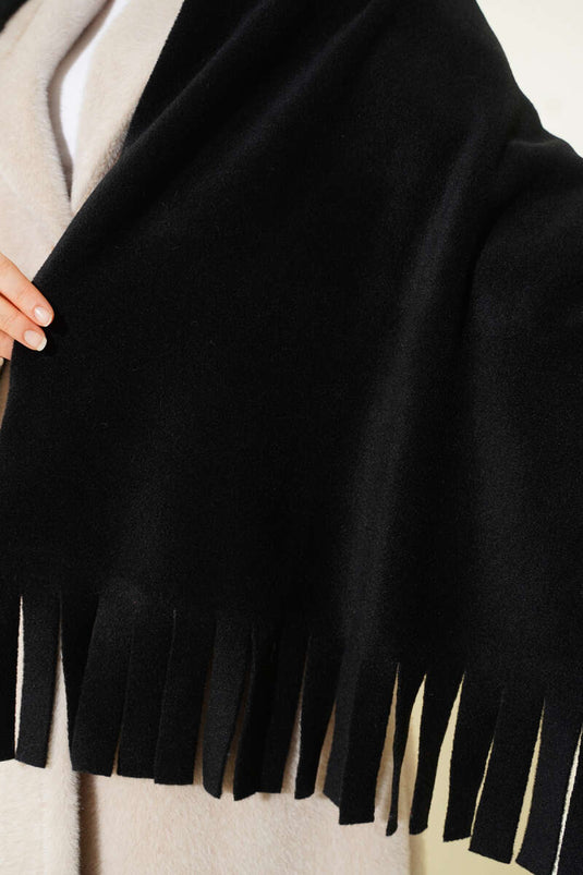 Pañuelo De Hombro Con Borlas En Polar Negro