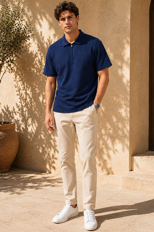 T-shirt basique à col polo zippé Parlement