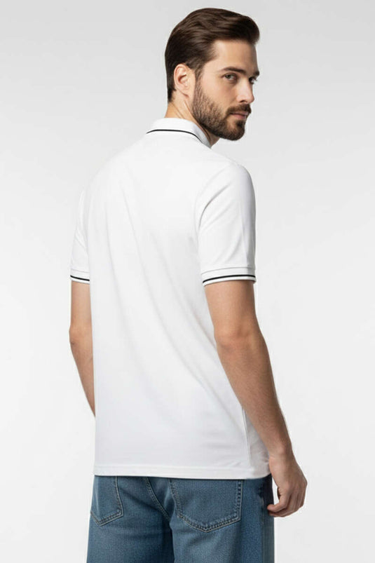 T-shirt homme blanc à col polo avec boutons-pression