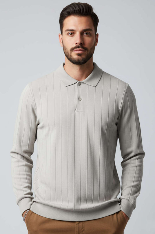 Polo Yaka Dikişli Kazak Gri