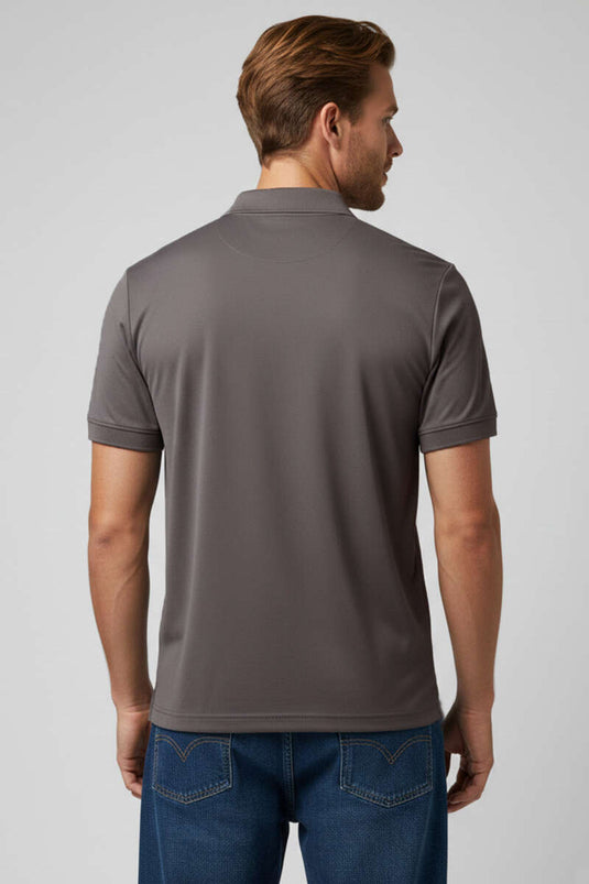 Polo Yaka Düğme Detaylı Erkek T-shirt Vizon