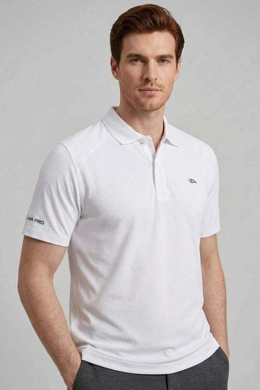 T-shirt homme blanc à col polo avec boutons