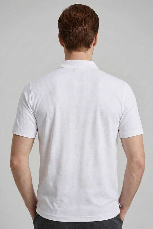 T-shirt homme blanc à col polo avec boutons