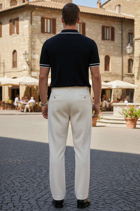 T-shirt homme en maille à col polo avec boutons noir