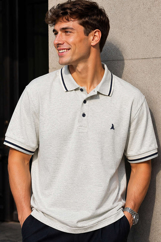 T-shirt homme vert à col polo avec boutons et bord-côtes