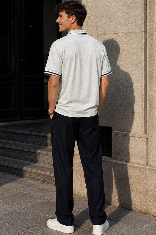 T-shirt homme vert à col polo avec boutons et bord-côtes