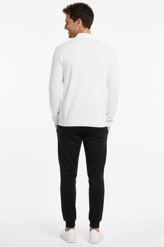 Polo-Shirt mit Reißverschluss, mercerisiert, Ecru