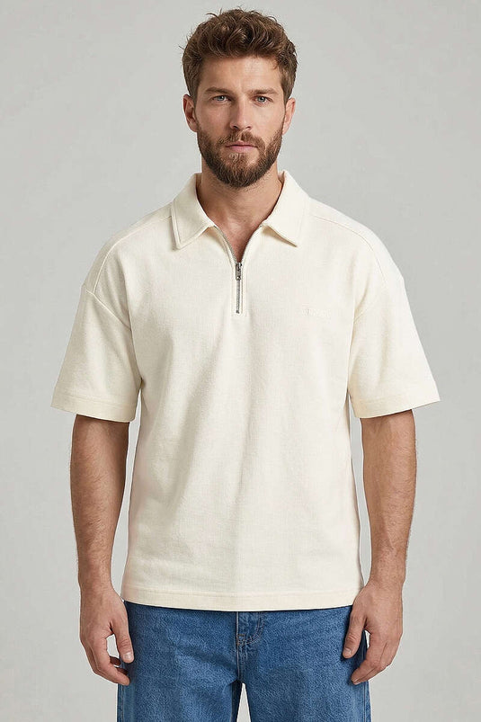 Polo Yaka Im Possible Baskılı Erkek T-shirt Beyaz