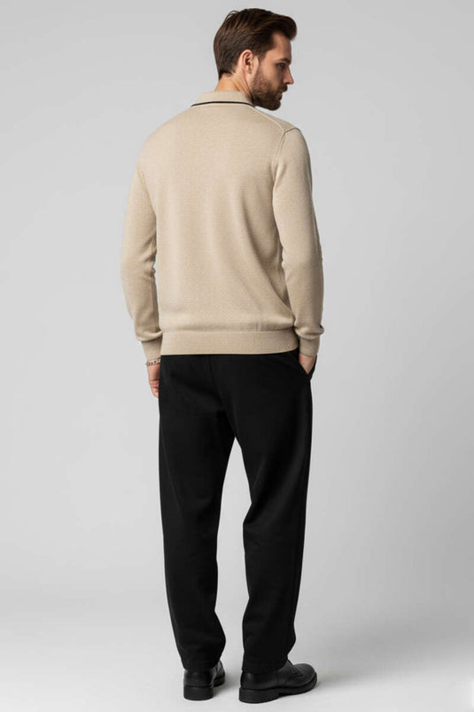 Polo-Sweatshirt aus Baumwolle, beige