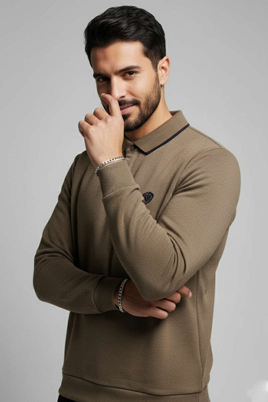 Polo-Sweatshirt aus Baumwolle, Thessaloniki, Farbe: Nerz