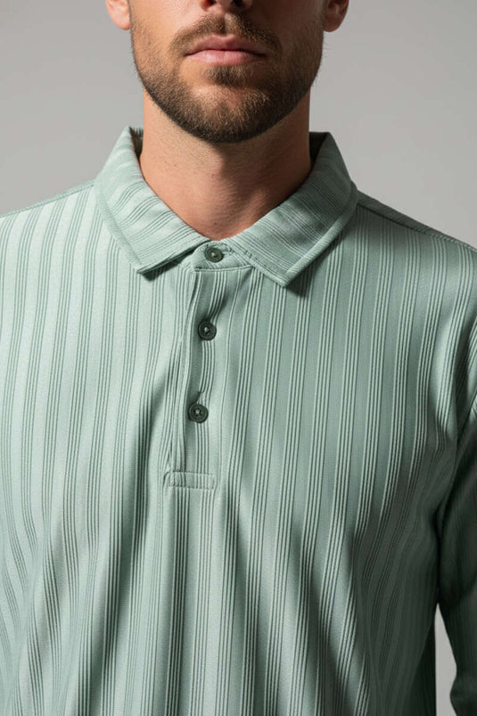 T-shirt homme à col polo manches longues vert