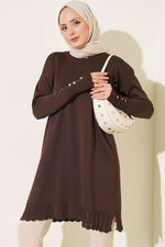 Tunique En Maille À Col Roulé En Polyester Couleur Marron Chaud