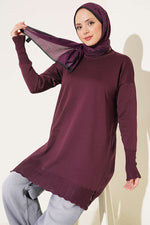 Tunique En Maille À Col Roulé En Mauve Avec Détails En Polyester