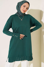 Tunique En Maille À Col Roulé En Polyester Marine
