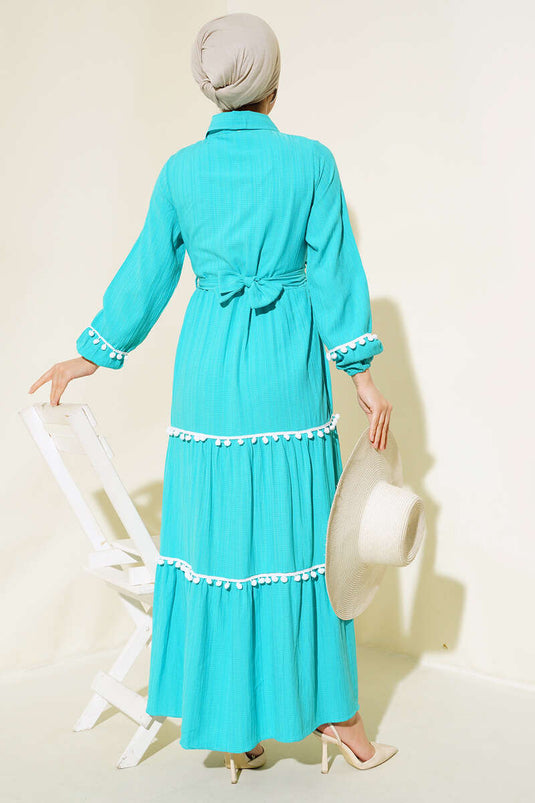 Pomponlu Eyebrow Dress Mint