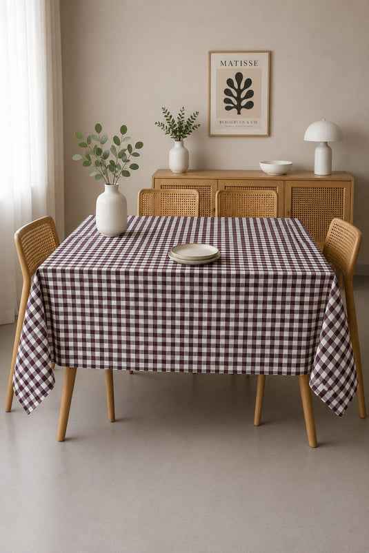 Nappe à carreaux bordeaux