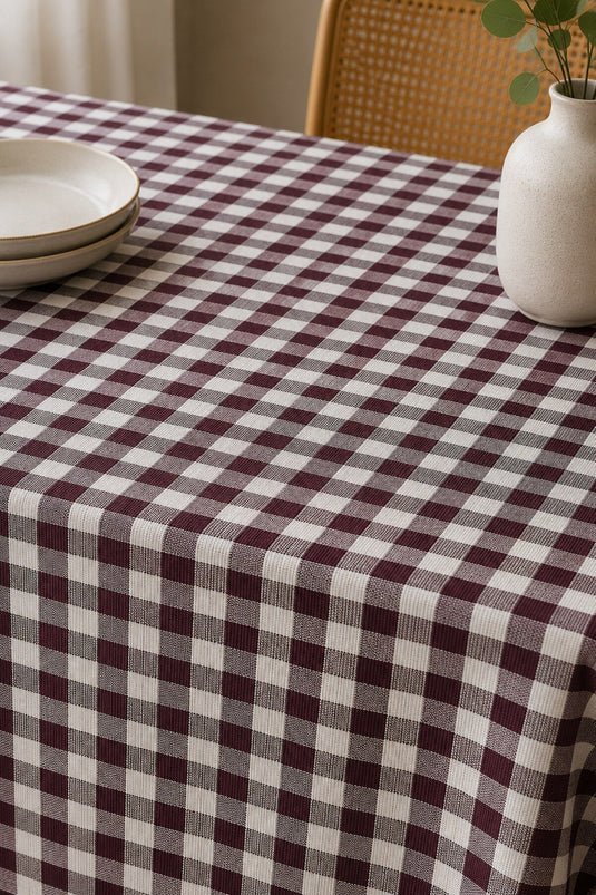 Nappe à carreaux bordeaux