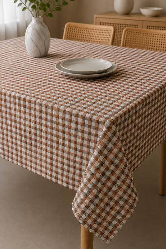 Nappe à motif à carreaux orange