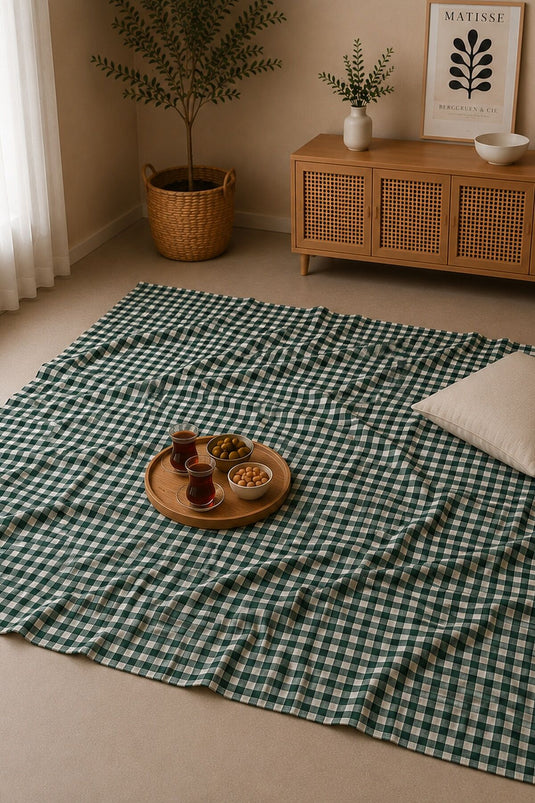 Nappe à motif à carreaux Émeraude