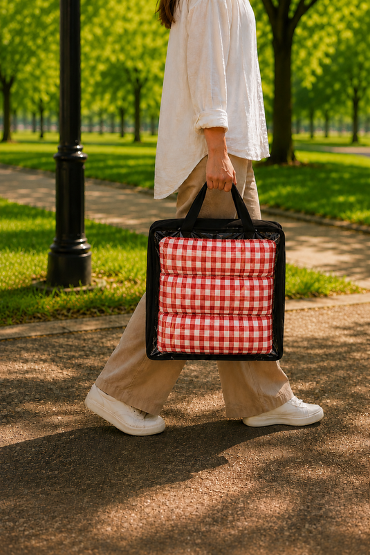Rotes Kariertes 4-Teiliges Picknick-Set