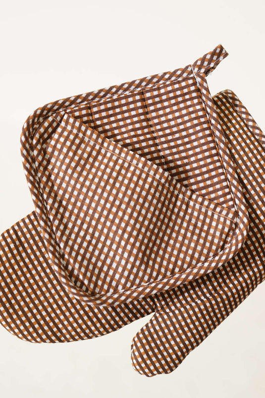 Pötikare Fırın Eldiveni ve Tutacak Seti Kahve