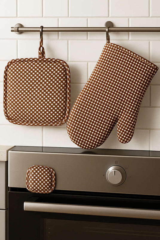 Pötikare Fırın Eldiveni ve Tutacak Seti Kahve