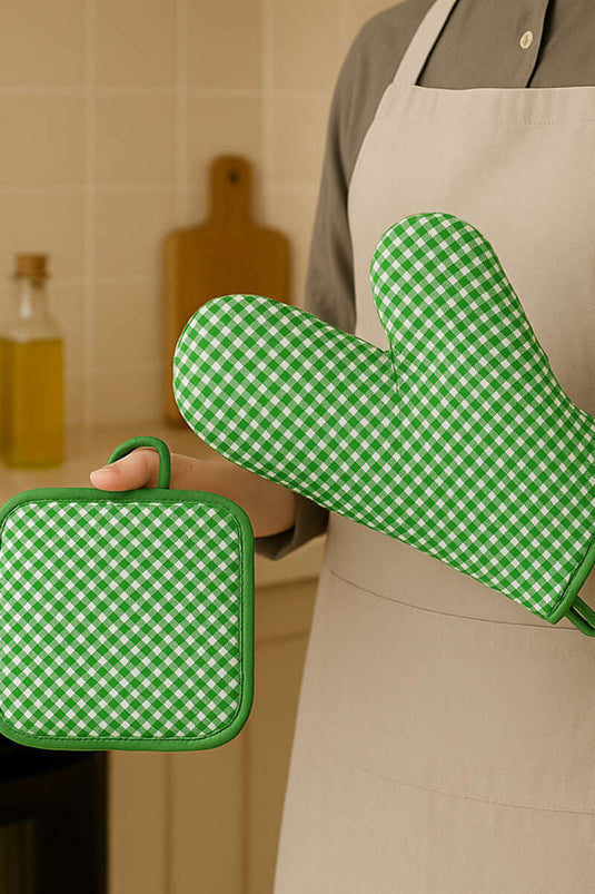 Pötikare Fırın Eldiveni ve Tutacak Seti Yeşil