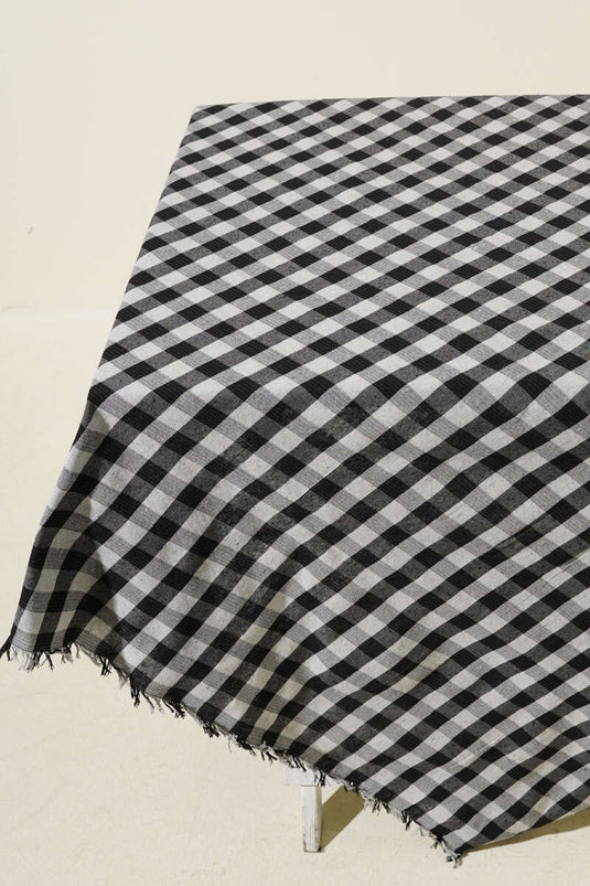 بطانية نزهة بنقشة مربعات، رمادية