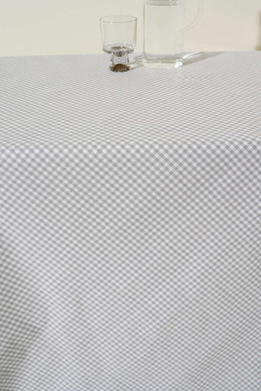 Grey Checked Picnic Tablecloth