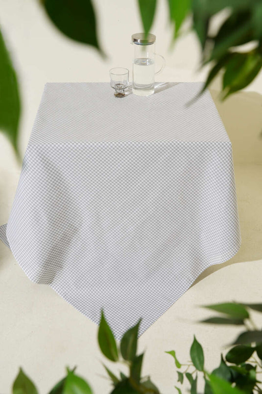 Grey Checked Picnic Tablecloth