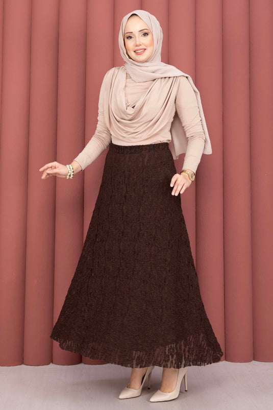 Premium Lace Skirt Brown