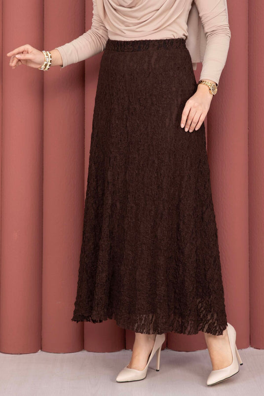 Premium Lace Skirt Brown