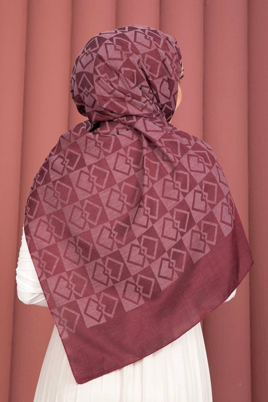 سلسلة شال جاكار ديزين الفاخرة باللون العنابي
