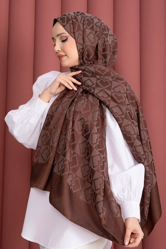 Premium Patterned Jacquard Shawl Series Coffee