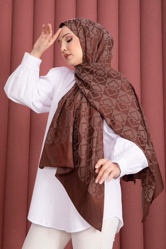 Premium Patterned Jacquard Shawl Series Brick Red