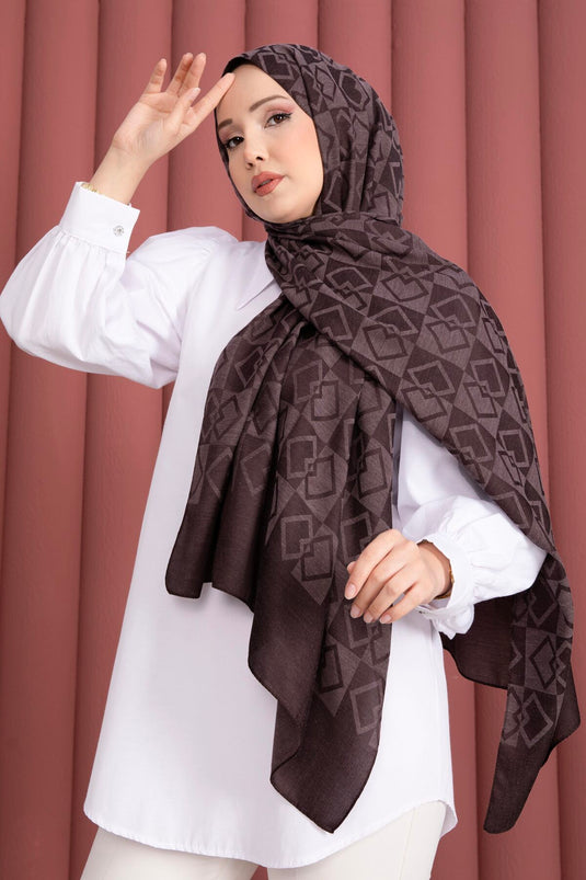 Premium Patterned Jacquard Scarf Series Plum