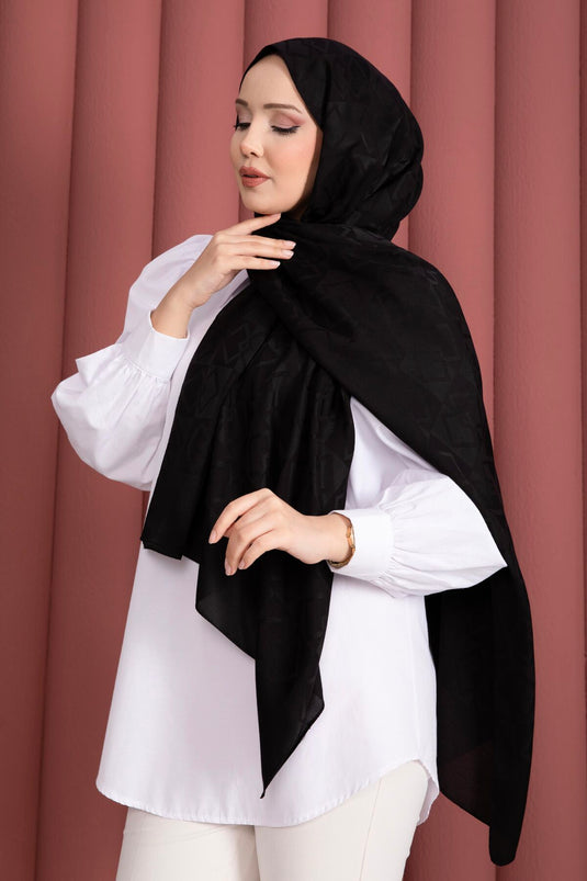 Premium Patterned Jacquard Scarf Series Black