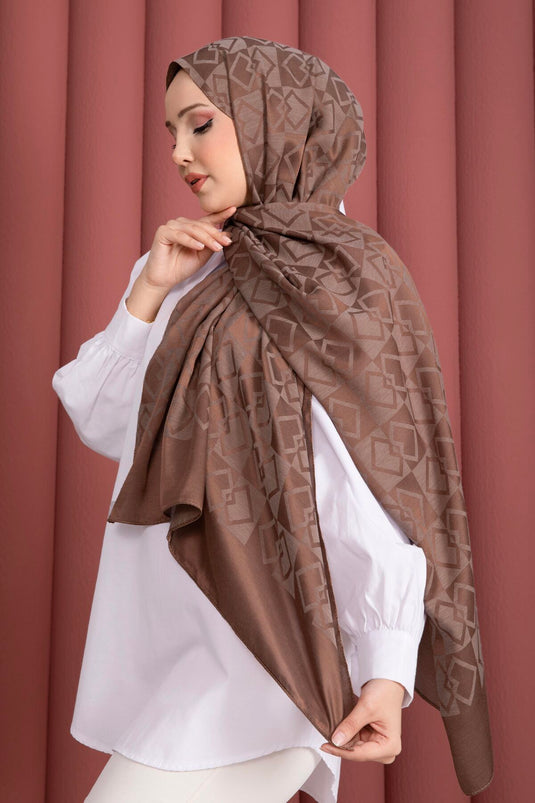 Premium Patterned Jacquard Shawl Series in Cognac