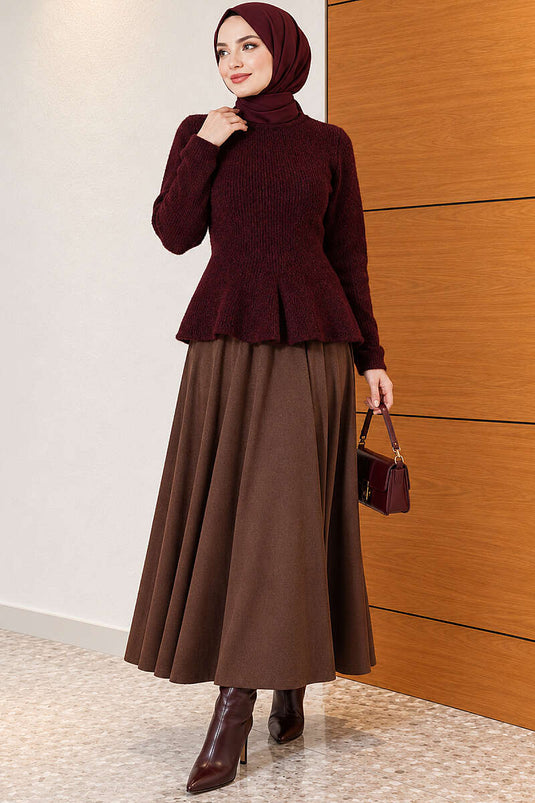 Prenses Model Triko Kazak Bordo