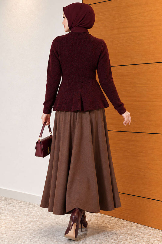 Prenses Model Triko Kazak Bordo