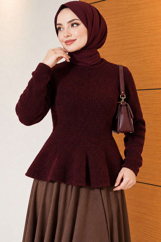 Prenses Model Triko Kazak Bordo