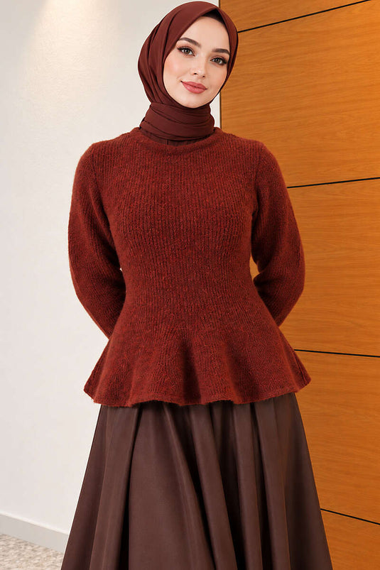 Prenses Model Triko Kazak Kiremit