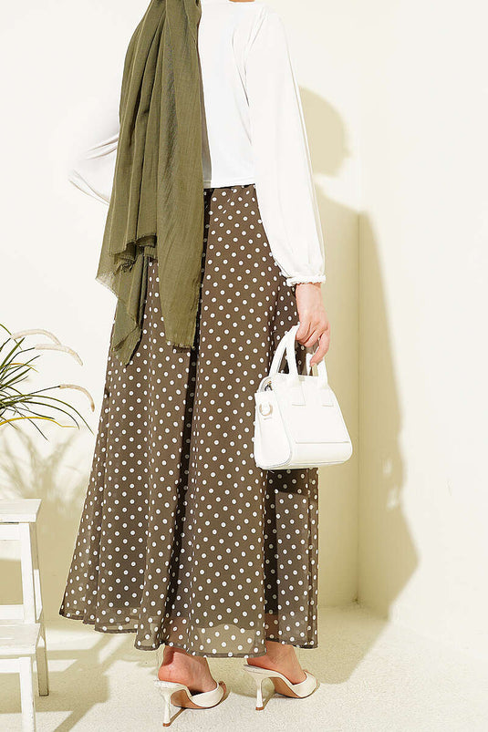 Chiffonrock mit Pünktchenmuster in Khaki
